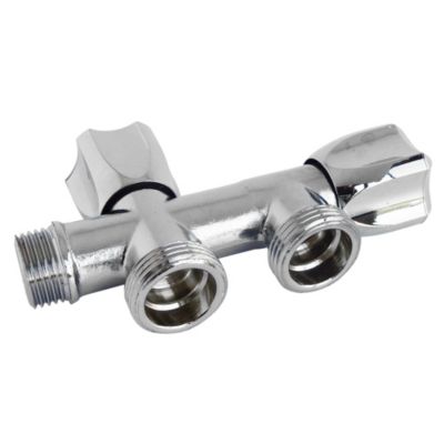 Robinet à clapet à double sorties pour l'alimentation de 2 machines à laver, Entrée Mâle 1/2" - Double sortie Mâle 3/4" Somatherm for you