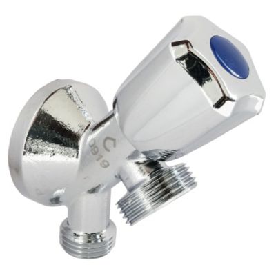 Robinet à clapet pour alimenter une machine à laver Entrée Mâle 1/2" - Sortie Mâle 3/4" en parallèle Somatherm for you