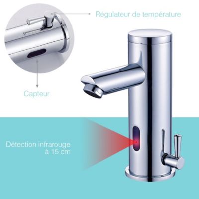 Robinet Sans Contact Automatique Infrarouge - Robinet Intelligent Acier Inox Pour Cuisine Et Salle De Bain - Économie D'Eau