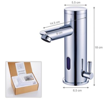 HOMSSY Robinet Électronique Automatique Haut Avec Capteur Infrarouge – Mitigeur Sans Contact Eau Chaude/Froide, Laiton Chromé Pour Lavabo Salle De Bain