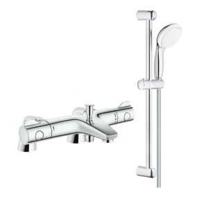 Robinet bain thermostatique GROHE Grohtherm 800 avec ensemble de douche 2 jets et colonnettes