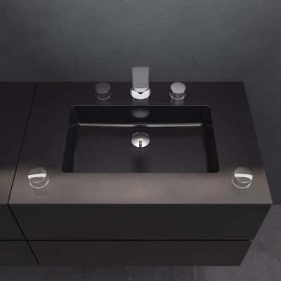 Robinet / Bec de lavabo en laiton, design et moderne, 2 trous, H. 18,5cm, XELO-Flex 160, Noir mat