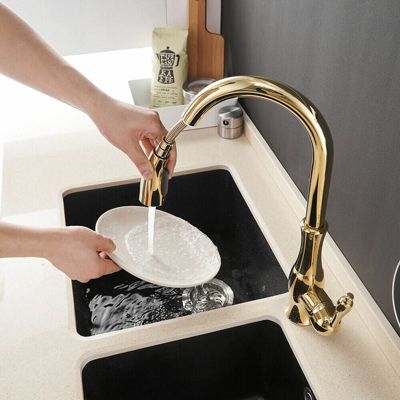 Robinet Cuisine avec Douchette dore Laiton Extensible Robinetterie évier 360  Pivotant Ressort