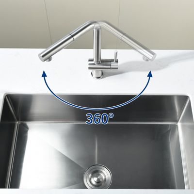 Robinet Cuisine avec Douchette Extractible, Mitigeur de Cuisine en Inox Mitigeur d'Évier avec 2 Modes de Sortie D'eau, Brossé