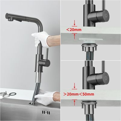 Robinet Cuisine avec Douchette Extractible, Mitigeur de Cuisine en Inox Mitigeur d'Évier avec 2 Modes de Sortie D'eau