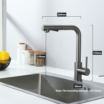 Robinet Cuisine avec Douchette Extractible, Mitigeur de Cuisine en Inox Mitigeur d'Évier avec 2 Modes de Sortie D'eau