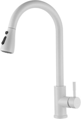 Robinet Cuisine Blanc Mitigeur Cuisine avec Douchette Extractible pivotant à , Robinet d'Évier à Arc Élevé pulvérisateur escam