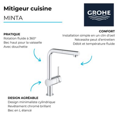 Robinet cuisine Grohe douchette extractible Minta