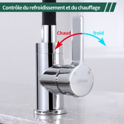 Robinet Mitigeur évier De Cuisine 8351 Chrome - Noir Et Blanc