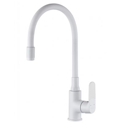 Robinet Cuisine Mitigeur Blanc Monocommande Joga Plus Bec Flexible