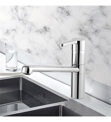 Robinet Cuisine Mitigeur evier design Chrome Bec long mobile Limitateur debit
