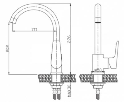 Robinet Cuisine Mitigeur Graphite Monocommande Dokos