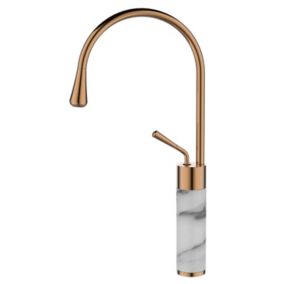 Robinet Cuisine Mitigeur Marbre Bronze Blanc Monocommande