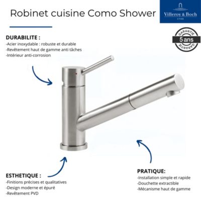 Robinet cuisine rabattable VILLEROY ET BOCH Como Shower window Anthracite