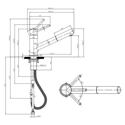 Robinet cuisine VILLEROY ET BOCH Como Shower anthracite