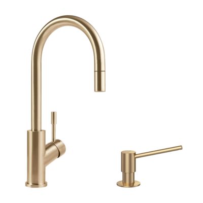 Robinet cuisine VILLEROY ET BOCH Umbrella flex + Distributeur de savon Or mat