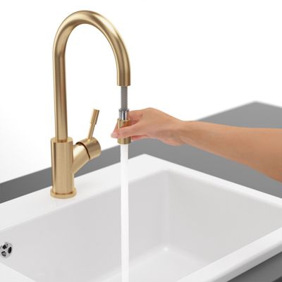 Robinet cuisine VILLEROY ET BOCH Umbrella flex + Distributeur de savon Or mat
