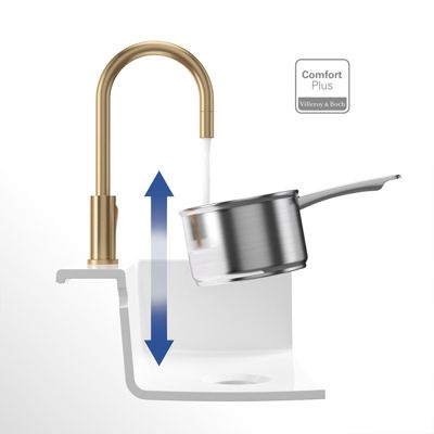 Robinet cuisine VILLEROY ET BOCH Umbrella flex + Distributeur de savon Or mat