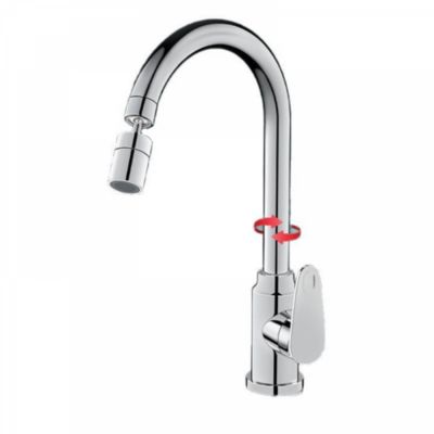 Robinet - Cuivre - Robinet de Cuisine - Eau Chaude et Froide 2 en 1 - Évier - Évier à Légumes - Anti-éclaboussures - Rotatif