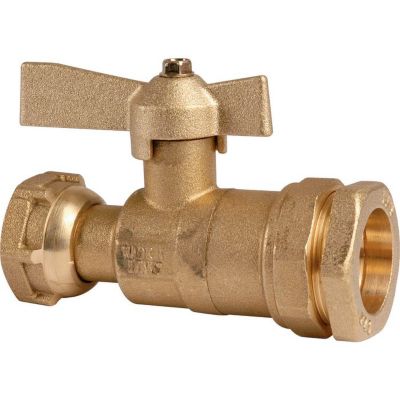 Robinet d'arrêt à boisseau sphérique - F 3/4' - Diamètre 25 mm - Avant et après compteur d'eau - Pour tube PE - Ravani