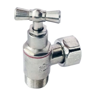 Robinet d'arrêt équerre à presse étoupe pour WC - 3/8  - Tête à clapet - nickelé - Somatherm For You