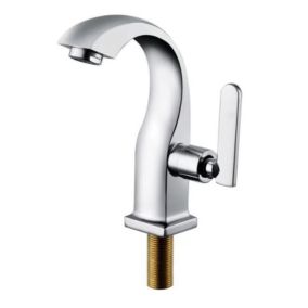 Robinet d'eau froide unique Chrome Salle de bain Lavabo Robinet Cuivre Levier unique Bec Bassin Bain Robinet d'eau froide Maison