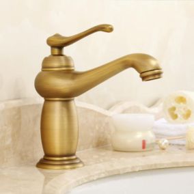 Robinet d'évier doré, robinet d'évier de salle de bain, robinet de salle de bain vintage entièrement en cuivre
