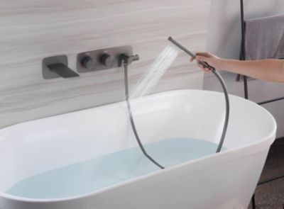 Robinet de baignoire mural 088 en laiton gun black collection Pernesse