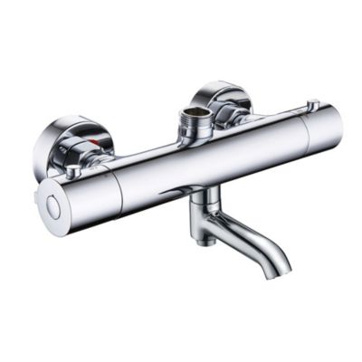 Robinet de colonne de douche thermostatique AVEC BEC, finition chrome poli, en laiton Kibath