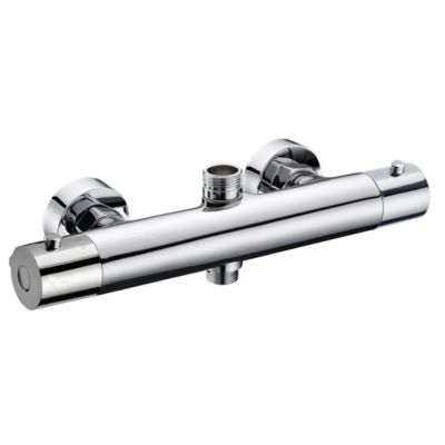 Robinet de colonne de douche thermostatique avec finition chromée brillante en laiton Kibath