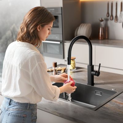 Robinet de Cuisine avec Douchette Extractible, CECIPA Max Mitigeur Cuisine en Inox Mitigeur d'Évier avec 2 Modes de Sortie D'eau