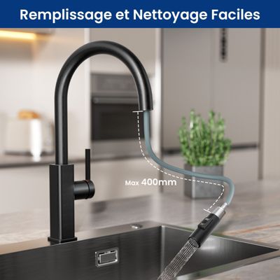 Robinet de Cuisine avec Douchette Extractible, CECIPA Max Mitigeur Cuisine en Inox Mitigeur d'Évier avec 2 Modes de Sortie D'eau