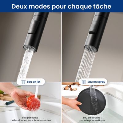 Robinet de Cuisine avec Douchette Extractible, CECIPA Max Mitigeur Cuisine en Inox Mitigeur d'Évier avec 2 Modes de Sortie D'eau