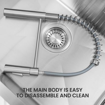 Robinet de Cuisine avec Douchette Extractible, Mitigeur Cuisine en Inox Mitigeur d'Évier avec 2 Modes de Sortie D'eau, Brossé