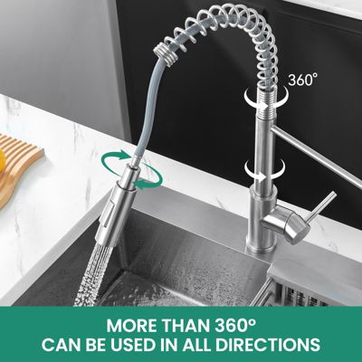 Robinet de Cuisine avec Douchette Extractible, Mitigeur Cuisine en Inox Mitigeur d'Évier avec 2 Modes de Sortie D'eau, Brossé