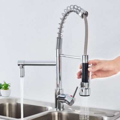 Robinet de Cuisine avec Douchette Extractible, Mitigeur Cuisine en Inox Mitigeur d'Évier avec 2 Modes de Sortie D'eau, Brossé