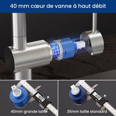 Robinet de Cuisine avec Douchette Extractible, Mitigeur Cuisine en Inox Mitigeur d'Évier avec 2 Modes de Sortie D'eau, Brossé