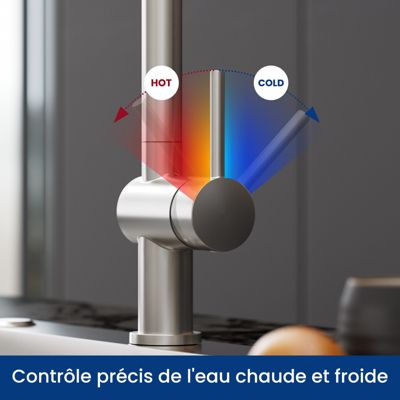 Robinet de Cuisine avec Douchette Extractible, Mitigeur Cuisine en Inox Mitigeur d'Évier avec 2 Modes de Sortie D'eau, Brossé
