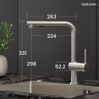Robinet de Cuisine avec Douchette Extractible, Mitigeur Cuisine en Inox Mitigeur d'Évier avec 2 Modes de Sortie D'eau, Brossé