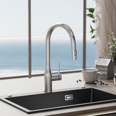 Robinet de Cuisine avec Douchette Extractible, Mitigeur Cuisine en Inox Mitigeur d'Évier avec 2 Modes de Sortie D'eau, Brossé