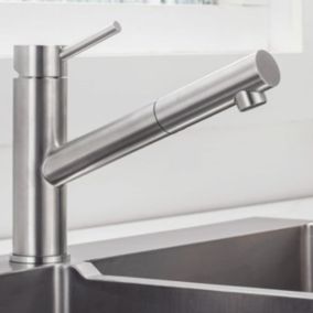 Robinet de Cuisine avec Douchette Extractible, Mitigeur Pivotant Robinetterie Brossé en Acier Inoxydable, Aérateur Démontable