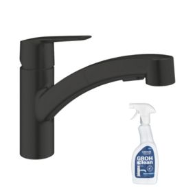 Robinet de cuisine avec douchette GROHE Start noir mat + nettoyant GrohClean