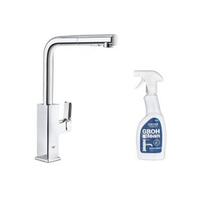 Robinet de cuisine avec douchette GROHE Tallinn Quickfix chromé + nettoyant GrohClean