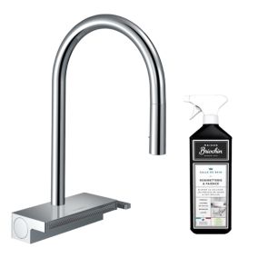 Robinet de cuisine avec douchette HANSGROHE Aquno Select M81 170 3 jets chromé + nettoyant Briochin