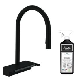 Robinet de cuisine avec douchette HANSGROHE Aquno Select M81 170 3 jets noir mat + nettoyant Briochin