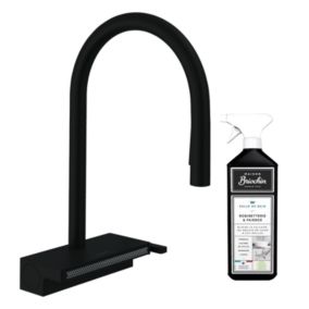 Robinet de cuisine avec douchette HANSGROHE Aquno Select M81 170 sBox 3 jets noir mat + nettoyant Briochin