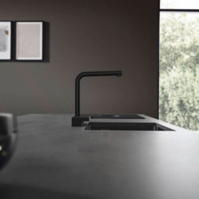 Robinet de cuisine avec douchette HANSGROHE Aquno Select M81 250 2 jets noir mat + nettoyant Briochin