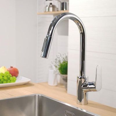 Robinet de cuisine avec douchette HANSGROHE Focus M41 240 sBox 2 jets aspect acier inox