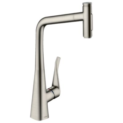 Robinet de cuisine avec douchette HANSGROHE Metris Select M71 320 2 jets aspect acier inox