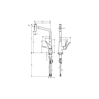 Robinet de cuisine avec douchette HANSGROHE Metris Select M71 320 2 jets aspect acier inox